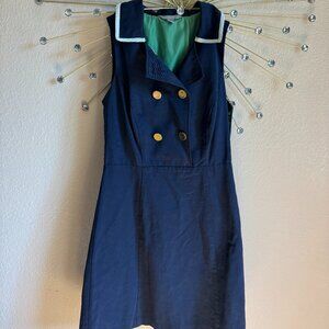 Navy Blue Vintage Knee-High Brunch Sailor Cut Dress